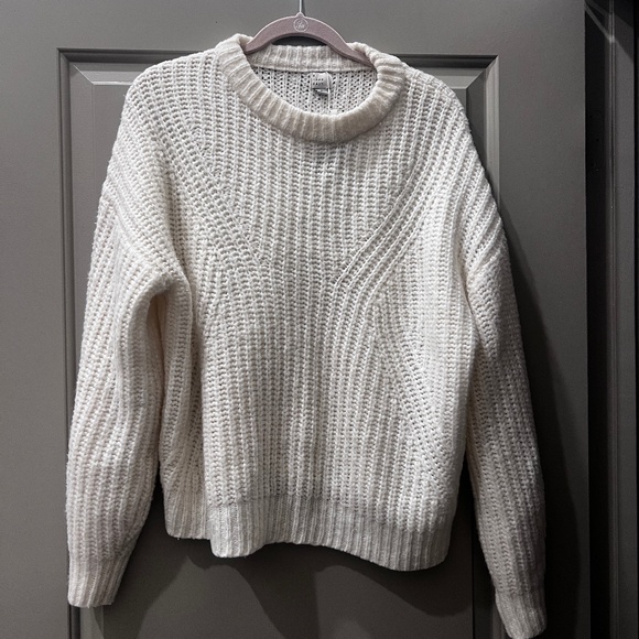 White Scoop Neck Knit Sweater - Picture 1 of 4